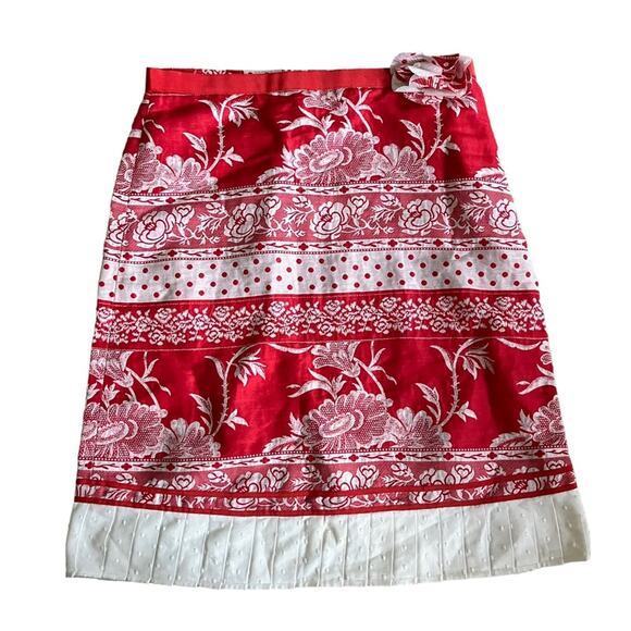 Tibi Vintage Y2K Floral Linen Pencil Skirt Handkerchief Cottage Western Boho 6 - Picture 1 of 10